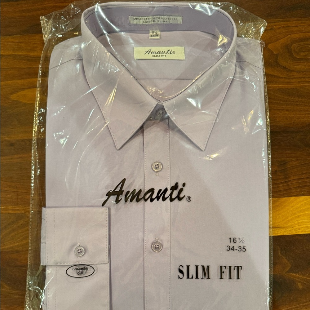 Amanti Slim Fit Dress Shirt 16.5 34-35 Purple